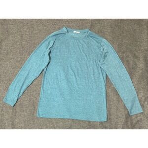 Deyeek Mens Small T-Shirt Long Sleeve Heathered Teal Crew Neck